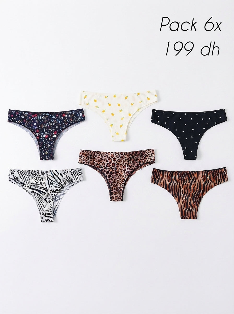 6 pièces de sous-culottes féminins